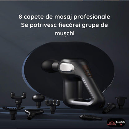 Aparat de Masaj Profesional Tip Pistol, 12Viteze, 8 Capete interschimbabile, Anti Dureri