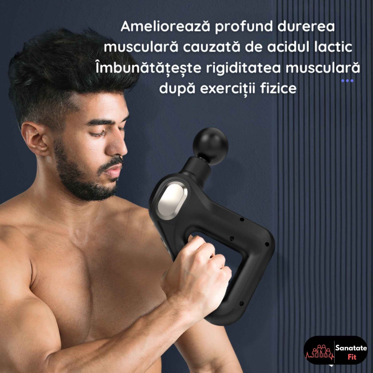 Aparat de Masaj Profesional Tip Pistol, 12Viteze, 8 Capete interschimbabile, Anti Dureri
