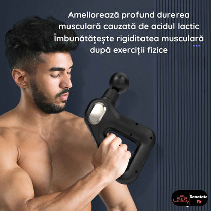 Aparat de Masaj Profesional Tip Pistol, 12Viteze, 8 Capete interschimbabile, Anti Dureri