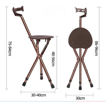 Baston Relabil din Inox cu Scaun Pliabil, 86-96 cm lungime.