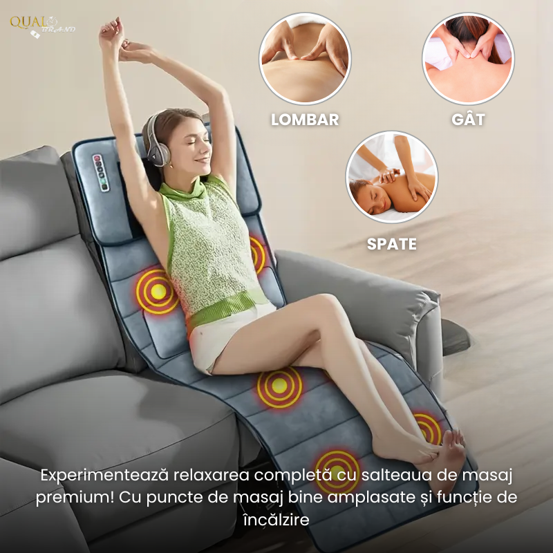 Saltea Masaj Shiatsu cu Încălzire – 9 Moduri Relaxare – SanatateFit