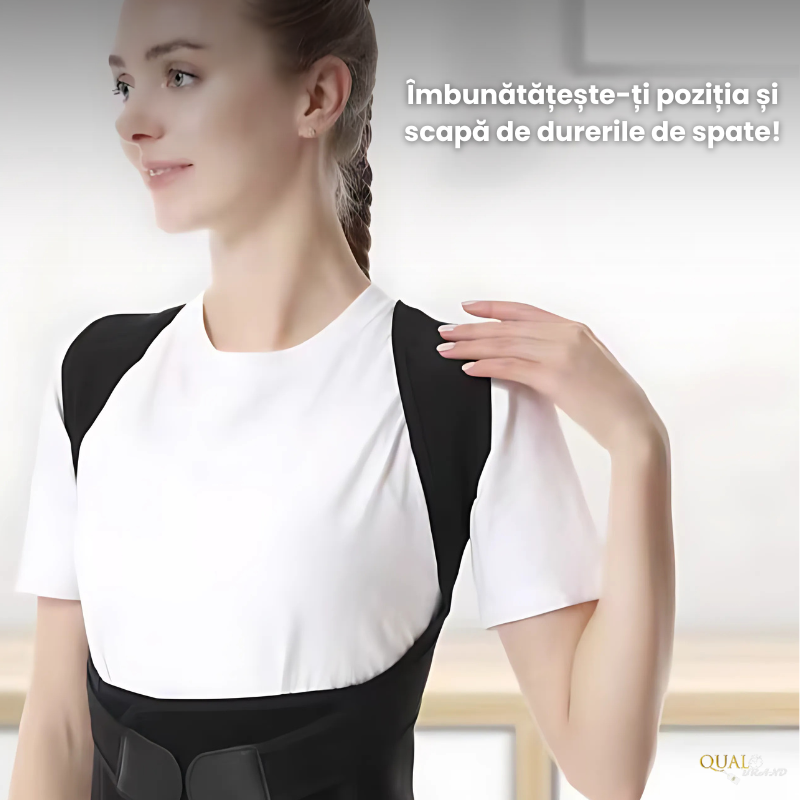 Corector Postura, Anti-Cocoasa, Material Flexibil, Presiune Reglabila, Postura Corecta si Eliminare Dureri de Spate, Negru