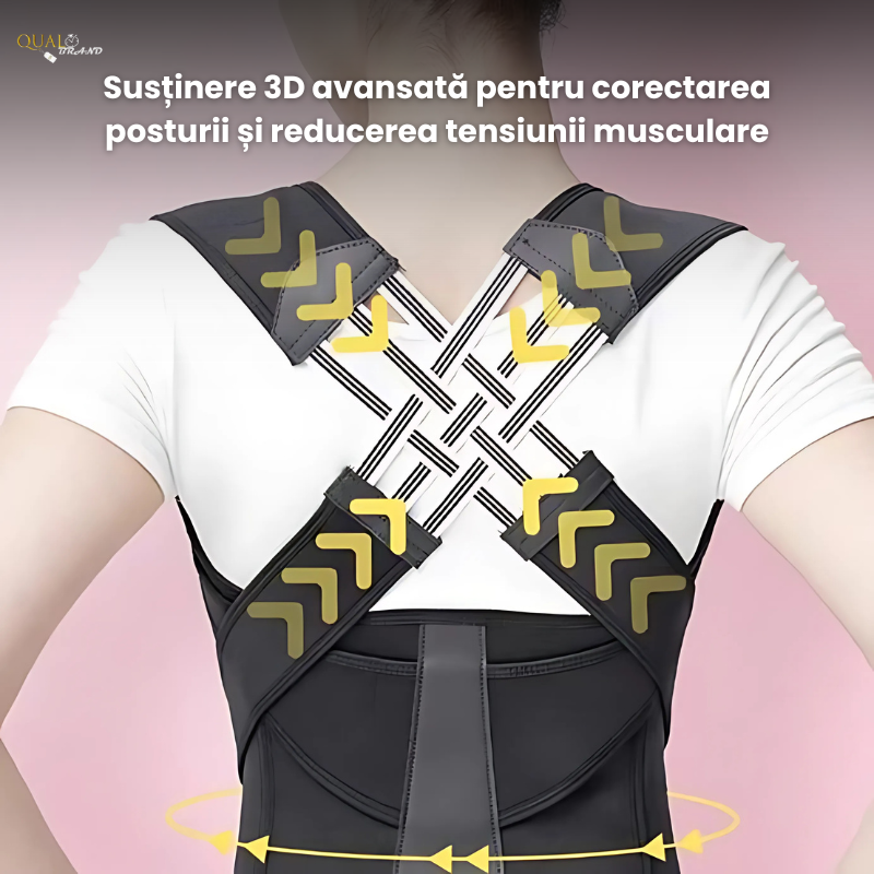 Corector Postura, Anti-Cocoasa, Material Flexibil, Presiune Reglabila, Postura Corecta si Eliminare Dureri de Spate, Negru