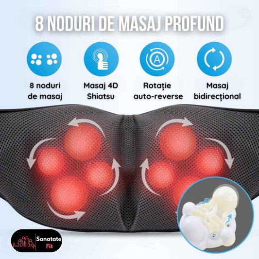 Aparat de Masaj Cervical, Masaj cu Framantare, Functii Multiple, Utilizare pe Spate, Picioare si Cervicala, Din Piele PU, Negru