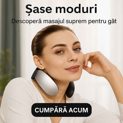 Aparat Masaj Cervical , Impuls Electromagnetic, Functie incalzire, 4 Electrozi, Intensitate Ajustabila, USB, Alb